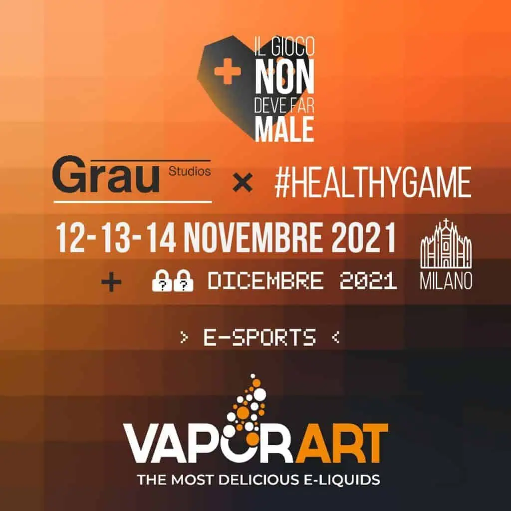 Fiesta de vape y e-líquidos en Milán 2021, evento de vape, gaming saludable y e-sports en diciembre.