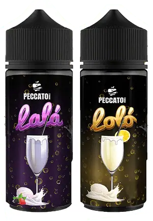 Vape e-liquids Peccato Lala y Lala en botellas con sabor a cóctel y frutas, perfectos para vapear en Street Vape One.