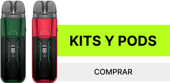 Dispositivo de vape en color verde y rojo, con diseño compacto y pantalla digital.
