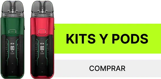 Dispositivo de vape en color verde y rojo, con diseño compacto y pantalla digital.