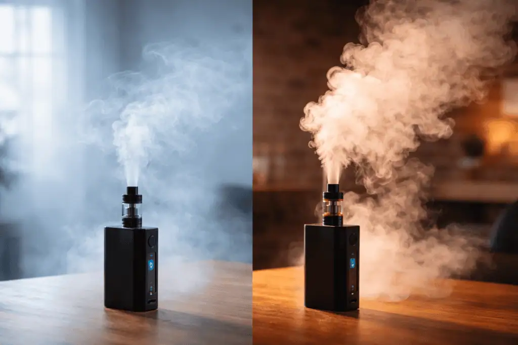 Vape electrónico con vapor denso y humo aromático, para vapeo en interior y exterior.