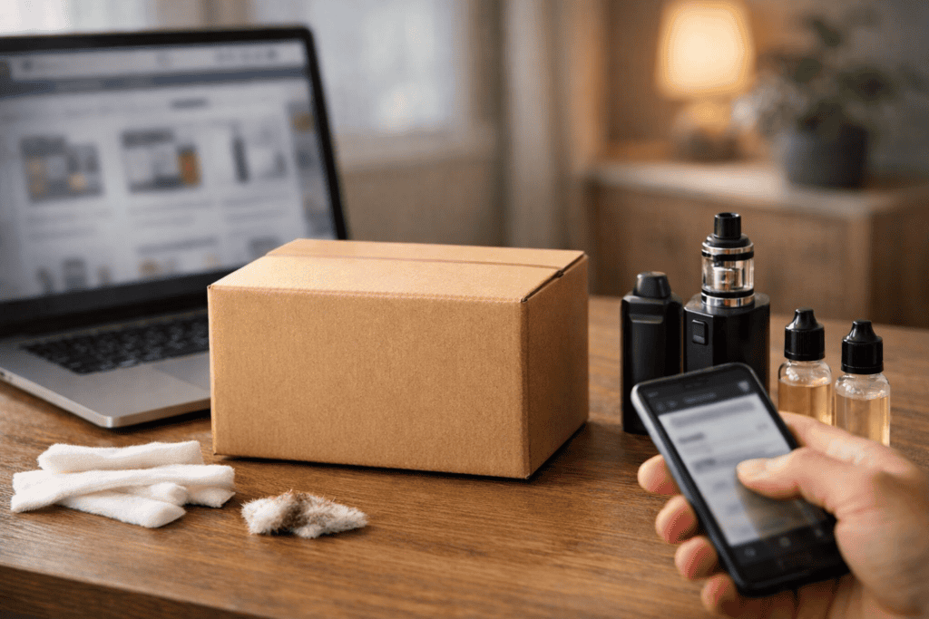 Vape y accesorios para vapear en caja, ideal para compras online con envío discreto en España.