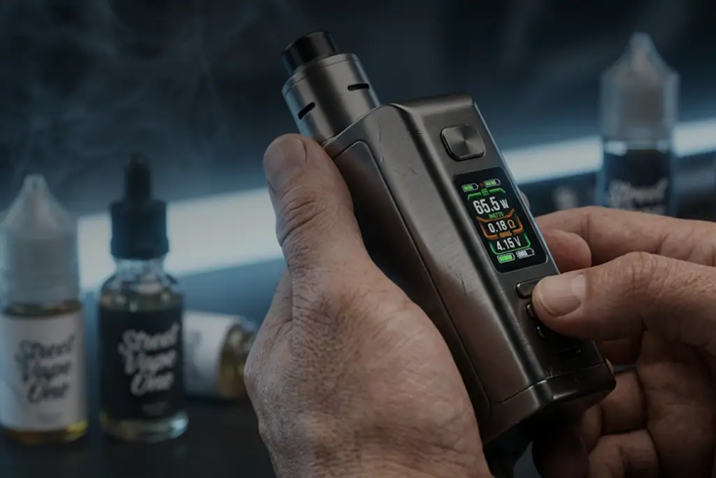 Dispositivo de vape con pantalla digital y control de temperatura para vapear con estilo.
