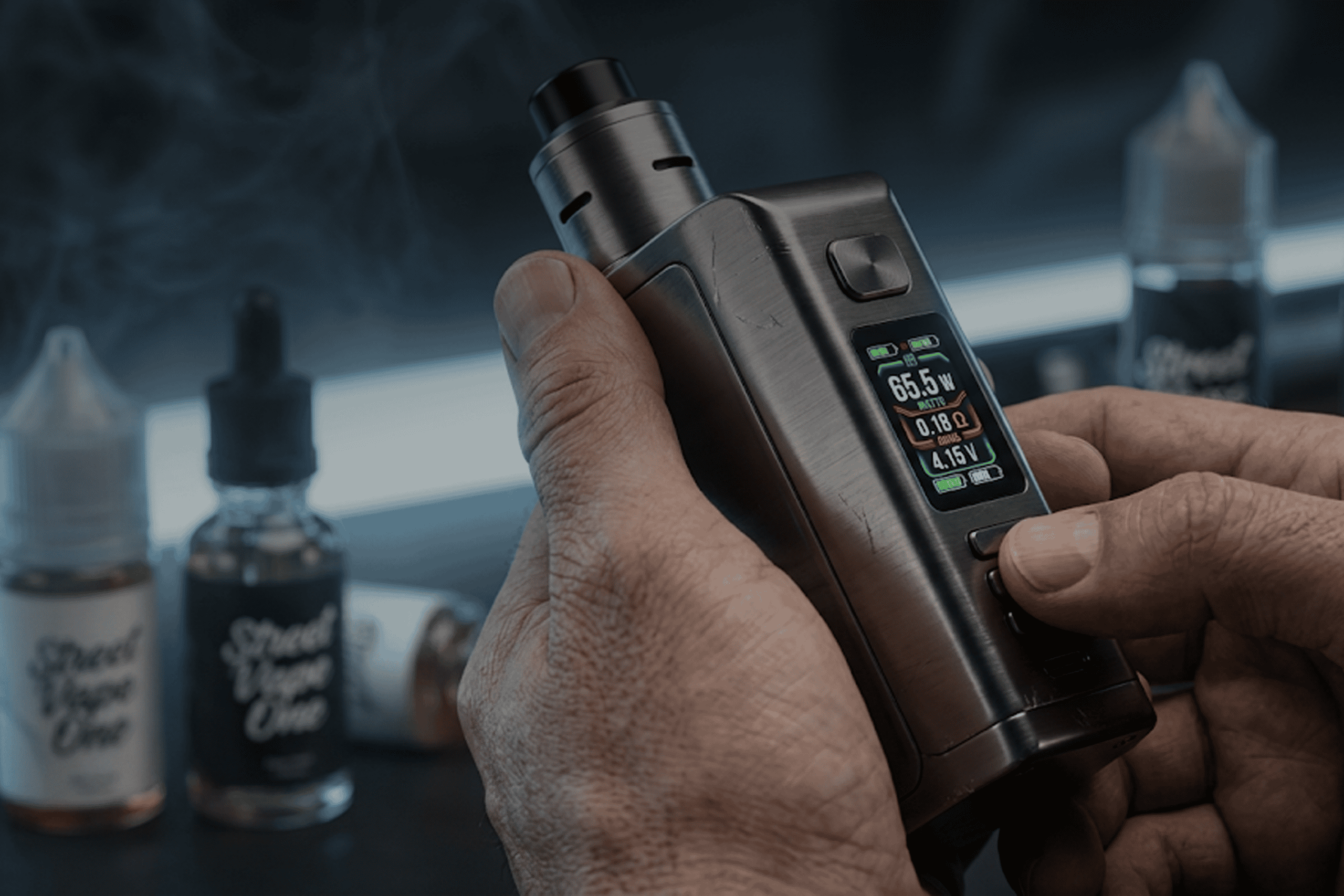 Dispositivo de vape con pantalla digital y control de temperatura para vapear con estilo.