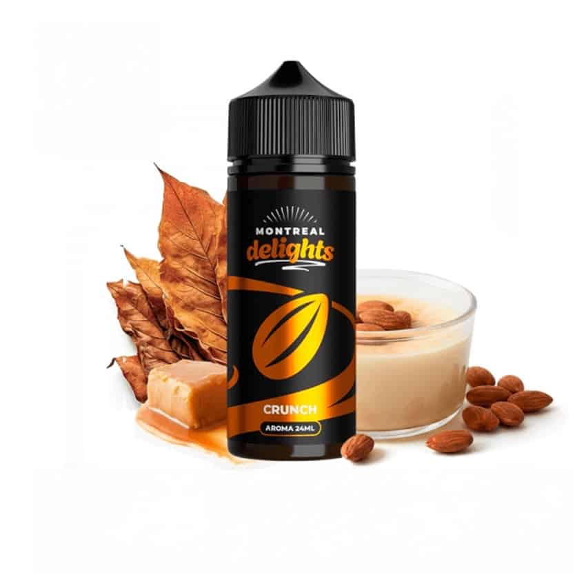 Líquido para vape Montreal Delights Crunch 24ml, sabor a nueces y caramelo.