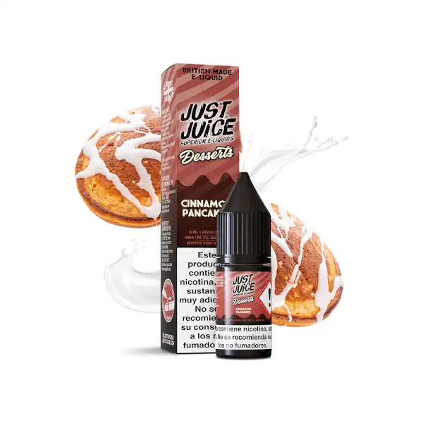Líquido para vapear Cinnamon Pancakes de Just Juice, sabor a tortitas con canela en botella de 10ml.