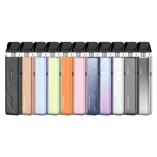 Conjunto de vaporizadores portátiles en varios colores vibrantes y modernos.