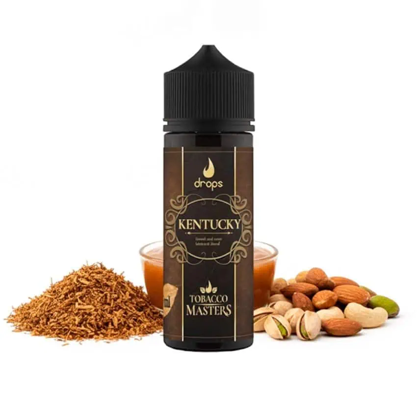 E-Liquid Drops Kentucky Tobacco para vapear, sabor tabaco y nueces.