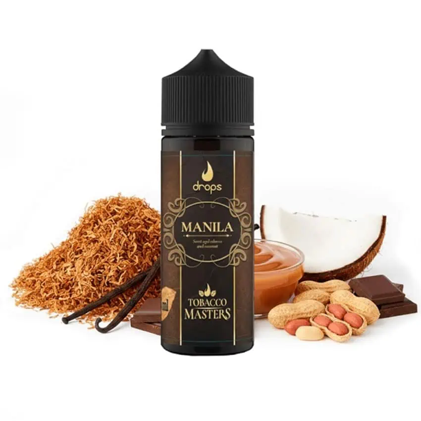 E-líquido Manila Tobacco Masters para vapear con sabor a tabaco y coco.